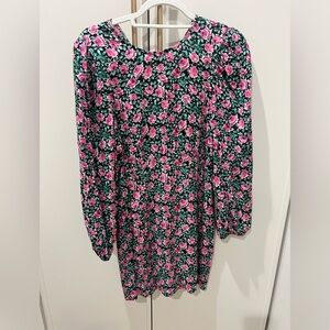 Zara Pink and Green Floral Long Sleeve Dress